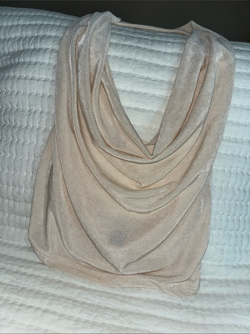 Beige Shimmer Drape Top